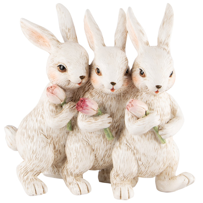 Bunnies with flower in hand