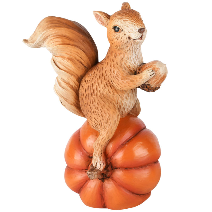 Squirrel with resin pumpkin