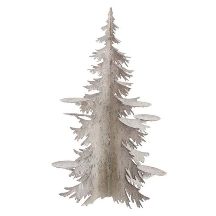 Portacandela in metallo bianco antico a forma di albero - NATALE ANTICO