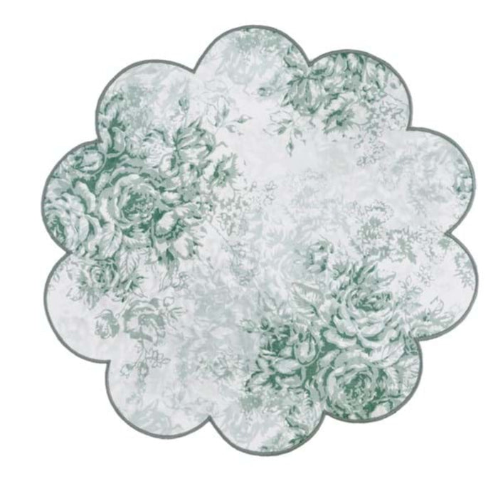 Tovaglietta in cotone con bianco con stampa floreale verde - ROSA INGLESE