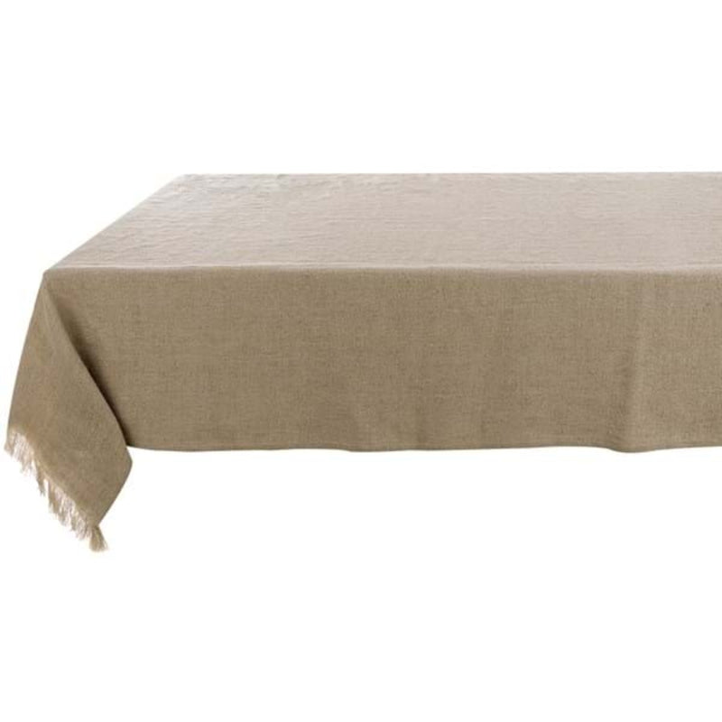 Copritutto in cotone tortora  con frange in lino - Arredo Casa da Sogno