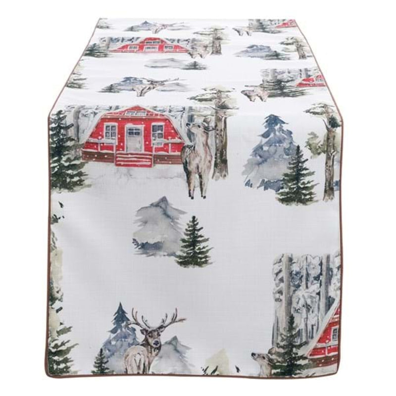 Runner in poliestere bianco con motivo casetta - BAITA - Arredo Casa da Sogno