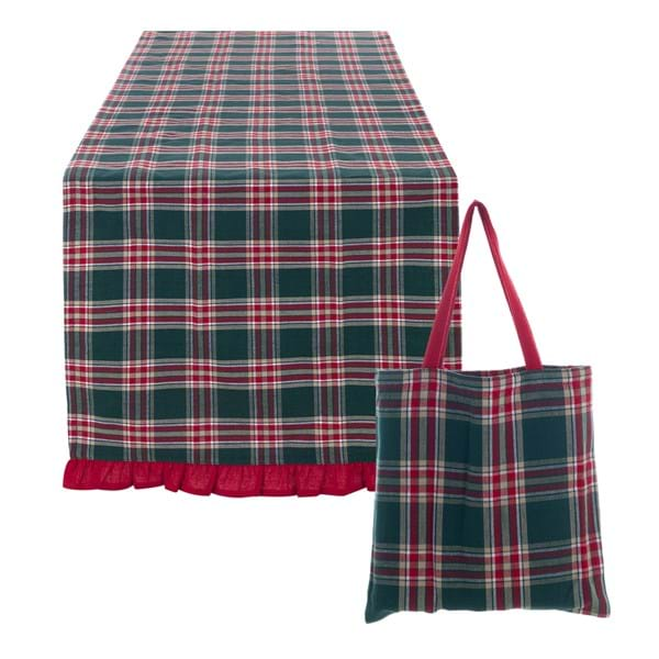 Small shopper with 2 tartan Montana runners - Blanc Mariclò