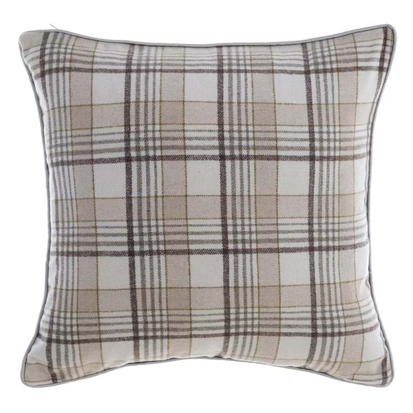 Coussin tartan marron Secret Shelter-Blanc Mariclò