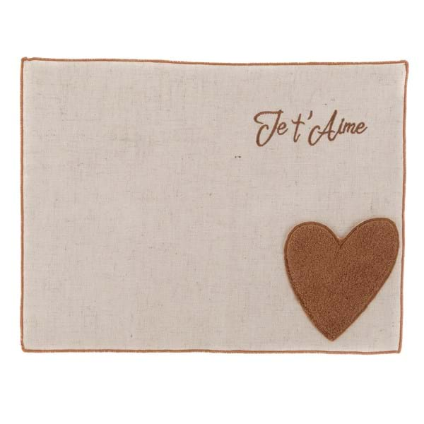 Placemat with napkin ring rust Je t'Aime Blanc Mariclò