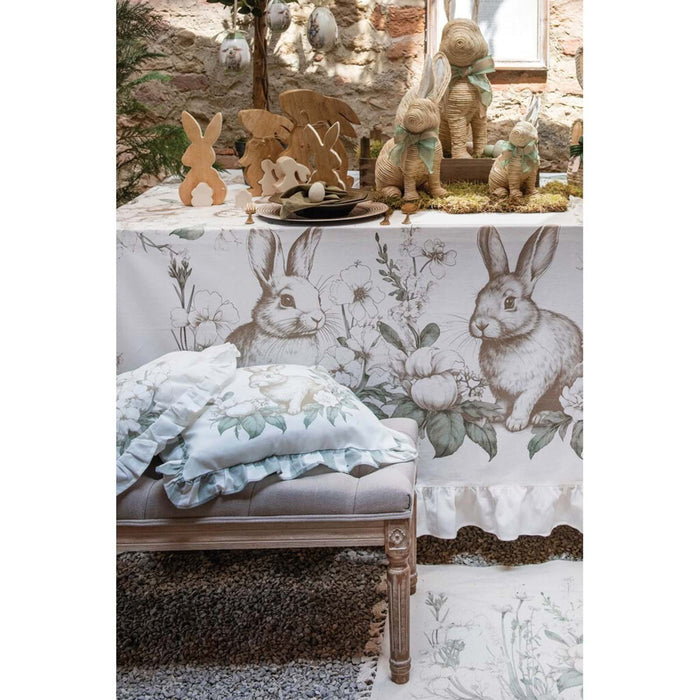 Cushion cover chair with gala rabbit decoration Le jardin des lapins Blanc Mariclò