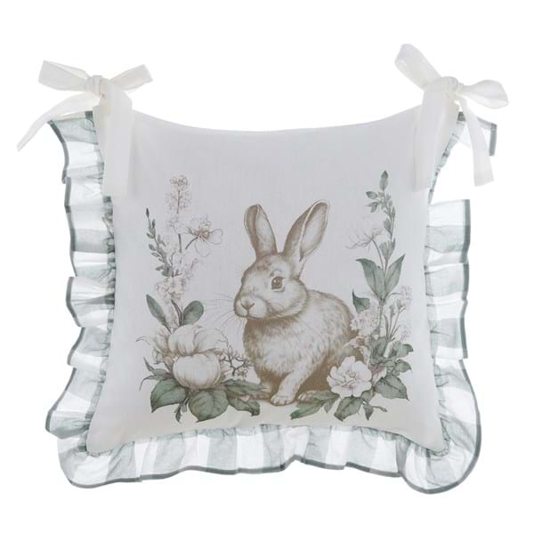 Cushion cover chair with gala rabbit decoration Le jardin des lapins Blanc Mariclò