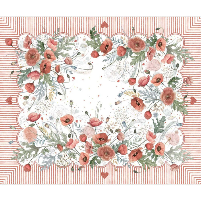 Nappe décorée de coquelicots 150x180 cm Coquelicot -Blanc Mariclò