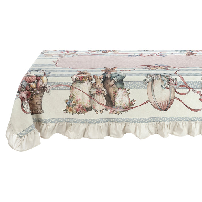 Nappe Gala 170×240 cm Joyeuses Pâques Blanc Mariclò