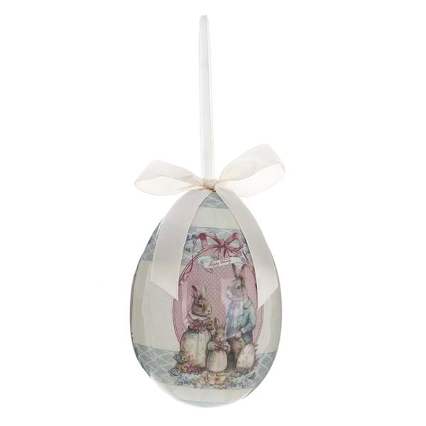 Uovo di Pasqua 7×10 cm Joyeuses Pâques Blanc Mariclò