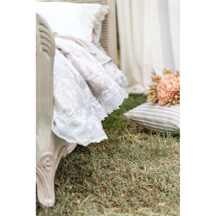 Double duvet + 2 pillow covers Floral with Sangallo lace Fru fru - Blanc Mariclò