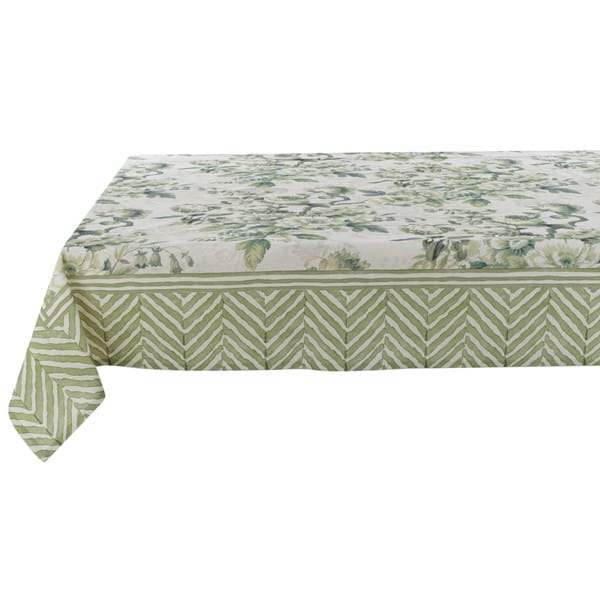 Nappe L'Herboriste avec Bordure Verte 150×180 cm Blanc Mariclò