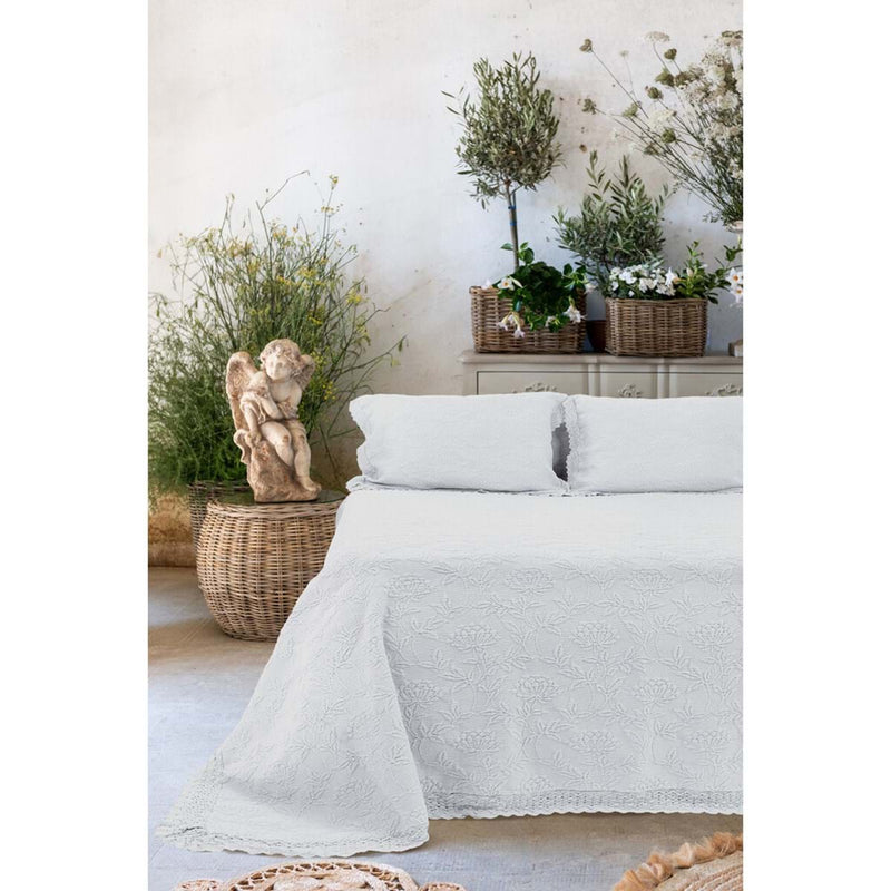 Copriletto Matrimoniale Fiordaliso 250x260 cm Bianco 100% Cotone | Blanc MariClo'