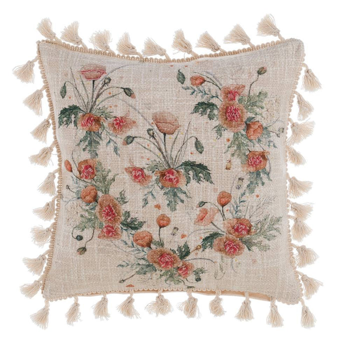 Coquelicot Cushion 30×30 cm Floral Elegance Blanc Mariclò