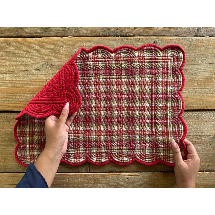 Tovaglietta natalizia a quadri Montana Red Blanc Mariclò