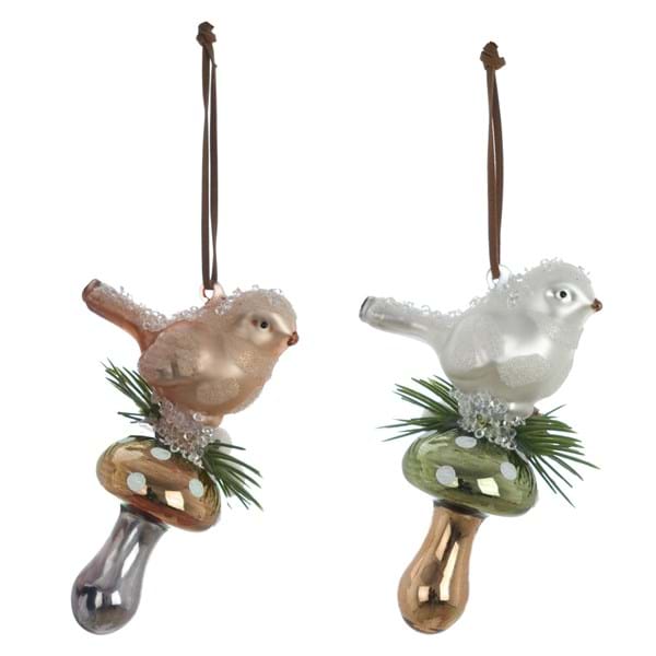 Decorazione Uccellino in Vetro Natalizio 12 cm Blanc Mariclò