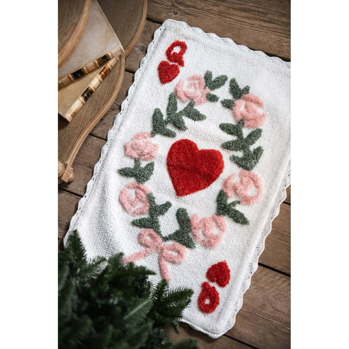 Tappeto con Cuore e Rose – 50 x 80 cm Blanc Mariclò