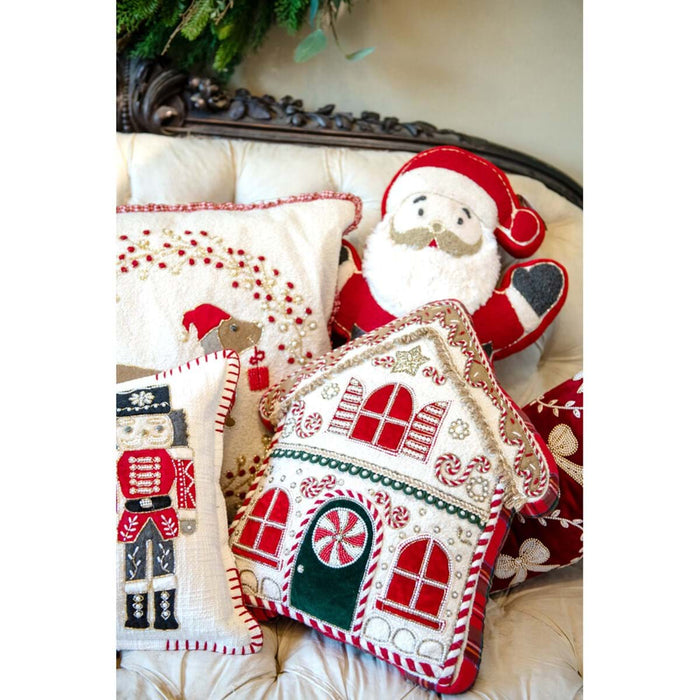 Cuscino Natalizio Casetta 45x45 cm in Cotone Poliestere – Blanc Mariclò