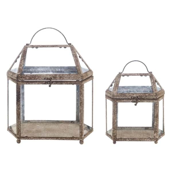 Set 2 lanterne ferro e vetro Blanc Mariclò Borgo Antico