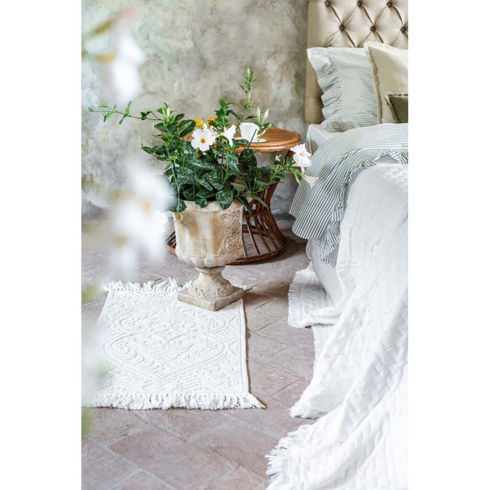 Tappeto Bagno Bianco 50x80 cm in Cotone con Nappe – Blanc Mariclò