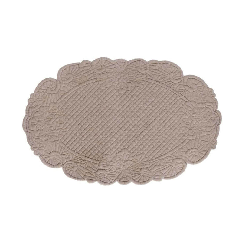 Tovaglietta Ovale in Cotone Beige 20x30 cm Trapuntata | Blanc MariClo'
