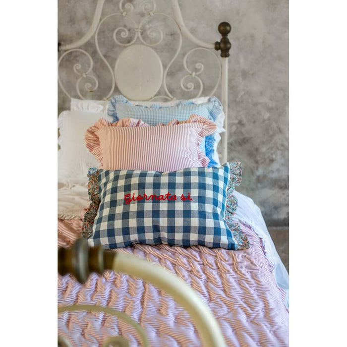 Cuscino con scritta ricamata Ti porto con me Blanc Mariclò