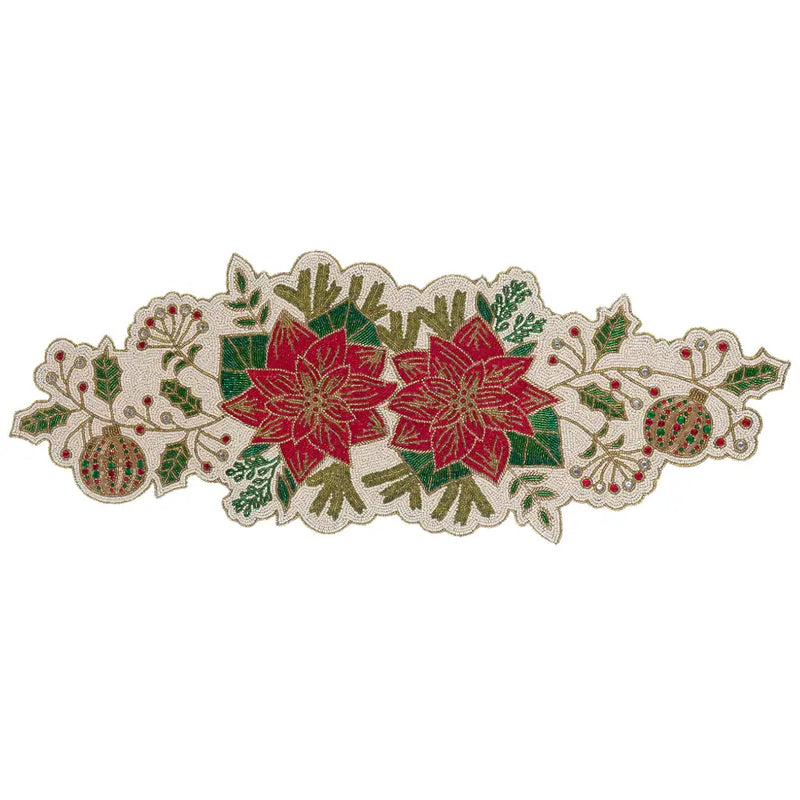 Runner ricamato Perline di Natale 33×91 cm – Blanc Mariclò