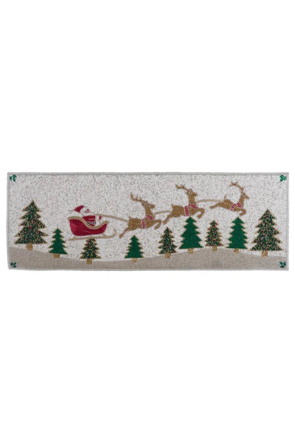 Runner natalizio con perline e slitta 33×91 cm – Blanc Mariclò