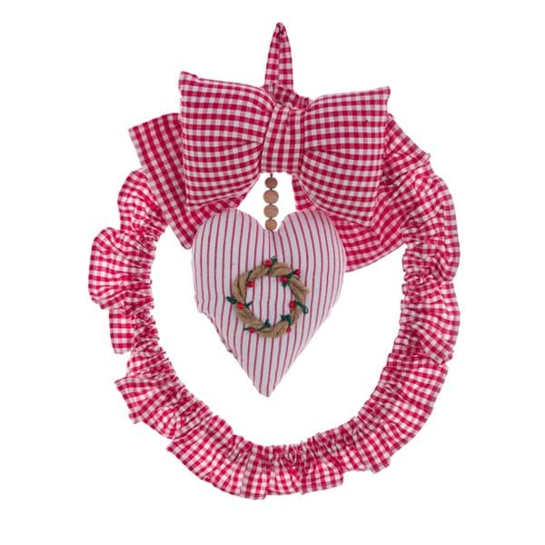 Ghirlanda Natalizia Country Chic Blanc Mariclò con Cuore e Fiocco in Cotone