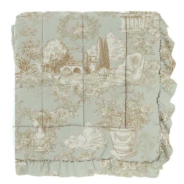 Trapunta Matrimoniale con Gala Toile du Borgo Verde Salvia Blanc MariClo 260x260 cm