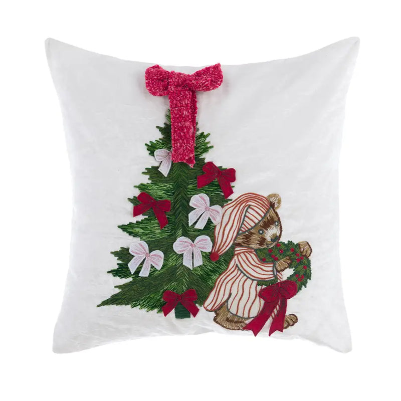 Cuscino natalizio orsetto e albero 50×50 – Blanc Mariclò