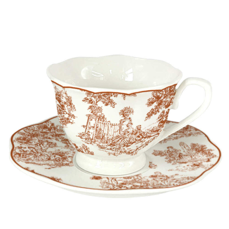 Set 6 Tazze Caffè Boudoir con Piattino Marrone Blanc Mariclò