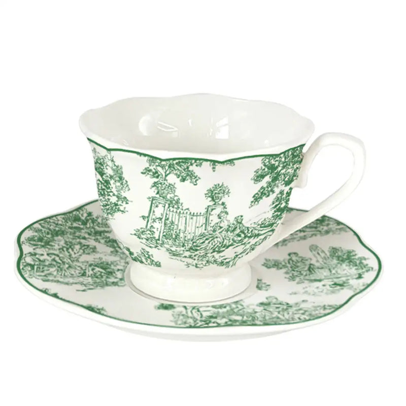 Set 6 Tazze Caffè Boudoir con Piattino Verde Blanc Mariclò