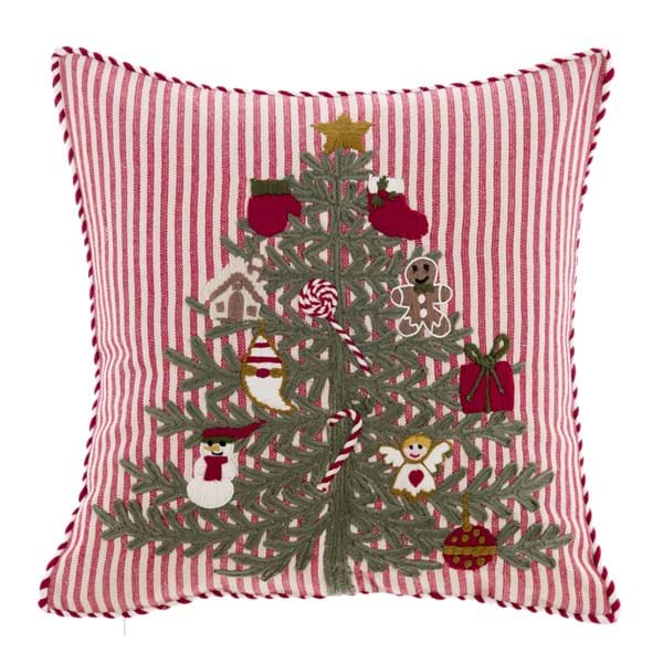Cuscino Natalizio Albero di Natale Ricamato 45x45 cm – Blanc Mariclò