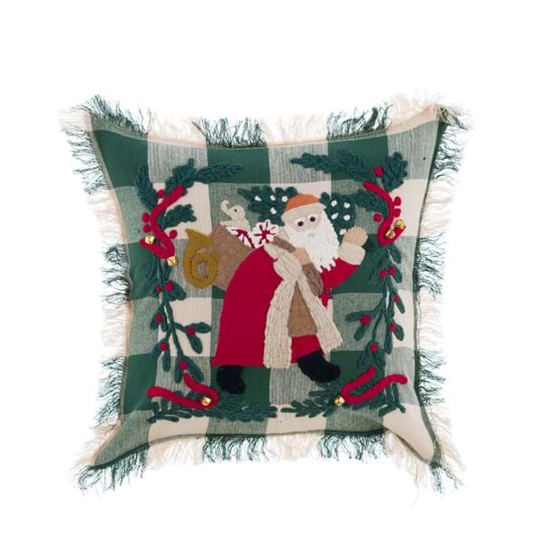 Cuscino Natalizio Babbo Natale Ricamato 45x45 cm – Blanc Mariclò