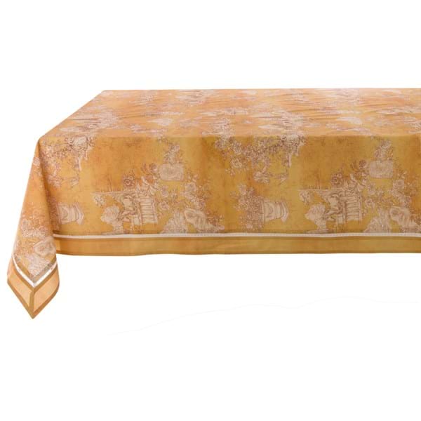 Tovaglia senape con fantasia Toile de Jouy - Blanc Mariclò