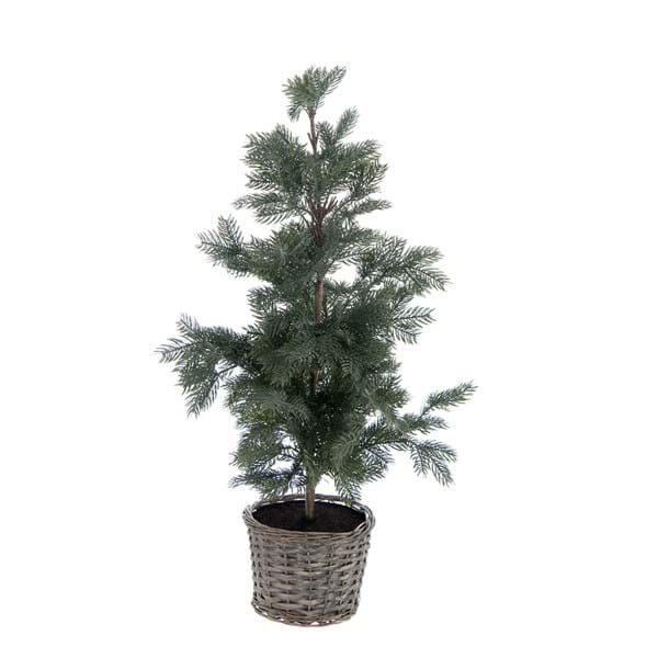 Albero di Natale artificiale con cestino intrecciato - Blanc Mariclò