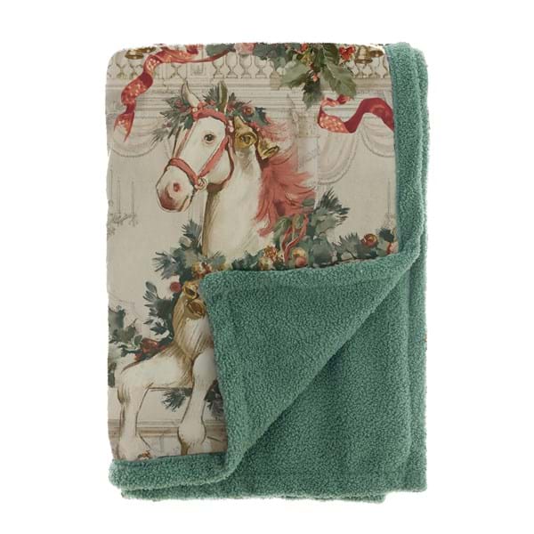 Plaid natalizio con cavallo vintage CALESSI E CALESSINI - Blanc Mariclò