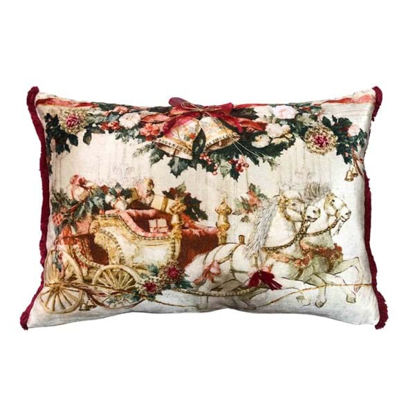 Cuscino natalizio in velluto 35 x 50 cm Calessi - Blanc Mariclò