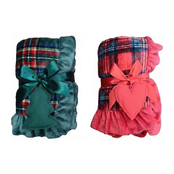 Plaid Natalizio Tartan con Balza 140x170 cm Blanc Mariclò