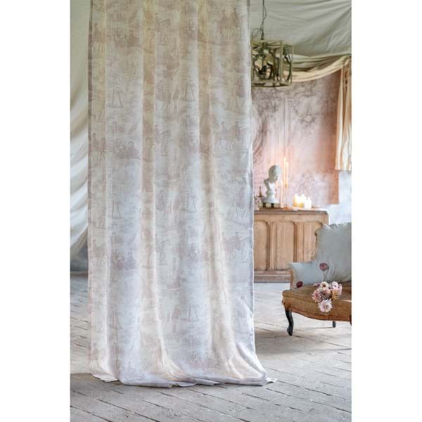 Tenda lunga beige Toile de Jouy  290 X 150cm - Blanc Mariclò