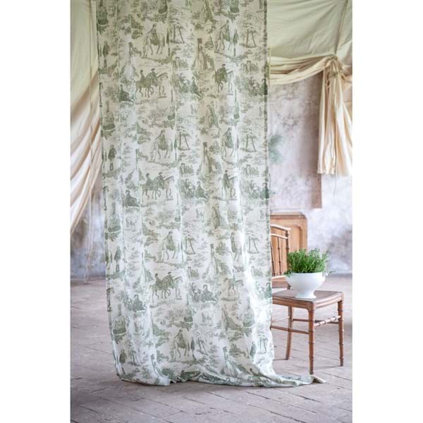 Tenda lunga verde Toile de Jouy 290 X 150cm - Blanc Mariclò