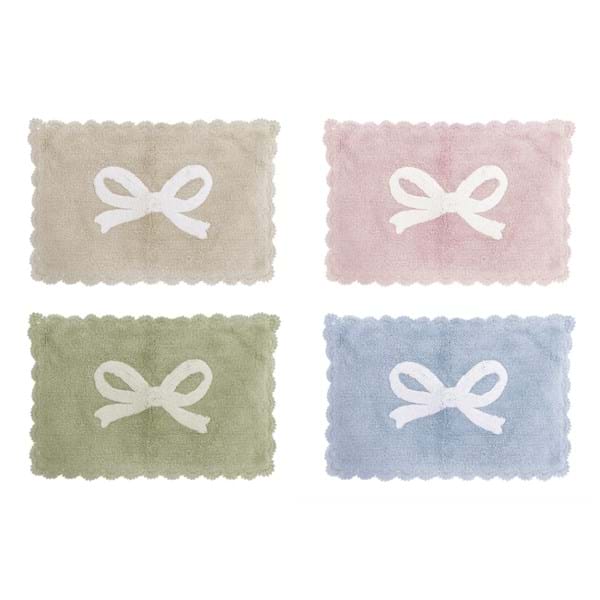 Tappeto bagno in cotone con fiocco 45 x 75 cm – 4 colori - Blanc Mariclò