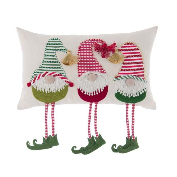 Cuscino natalizio con 3 folletti e gambe pendenti 30X50CM - Blanc Mariclò