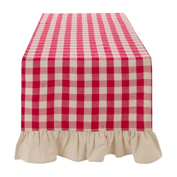Runner da tavola a quadri rosso con gala 45 x 160 cm - Blanc Mariclò