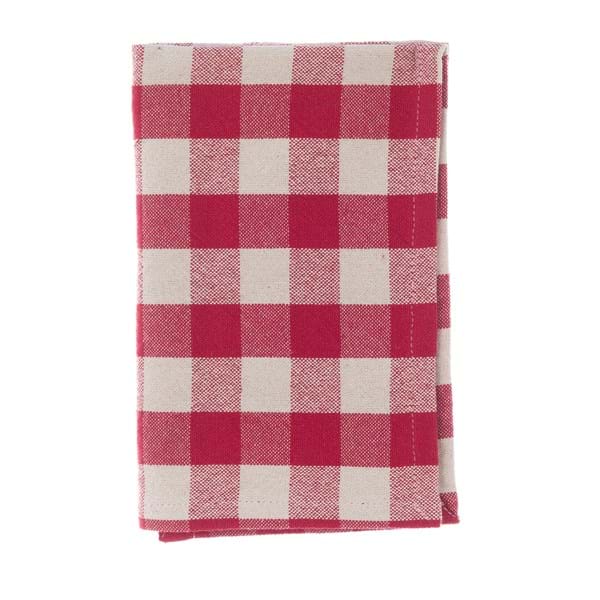 Canovaccio da cucina a quadri rosso con gala 50 x 70 cm - Blanc Mariclò