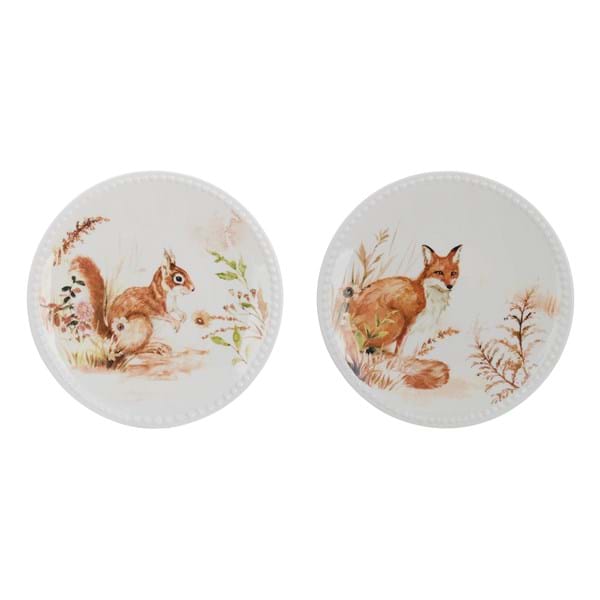 Set 2 Piatti Bosco con Scoiattolo e Volpe Blanc Mariclò