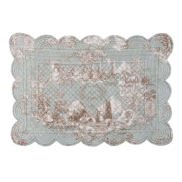 Tovaglietta americana verde acqua Toile de Jouy 35 x 50 cm - Blanc Mariclò