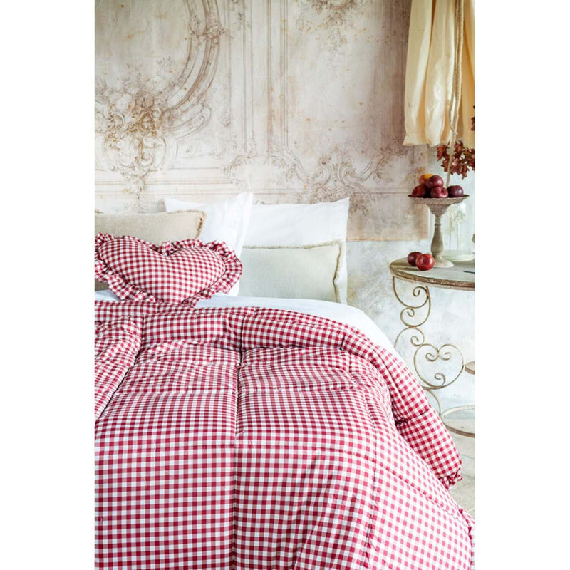 Trapunta Matrimoniale Vichy con Gala Rosso 250x250 cm Blanc Mariclò