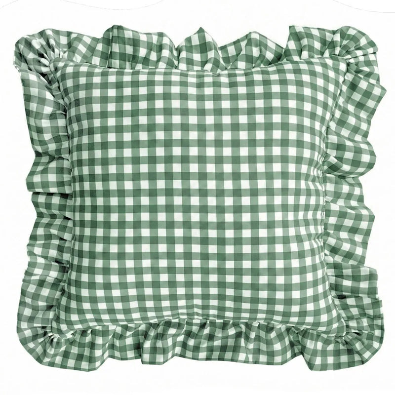 Cuscino Vichy Verde con Gala 45x45 cm Blanc Mariclò